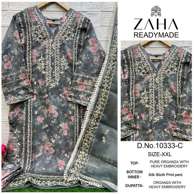 Zaha 10333 A To D Organza Embroidery Pakistani Readymade Suits Wholesale Online